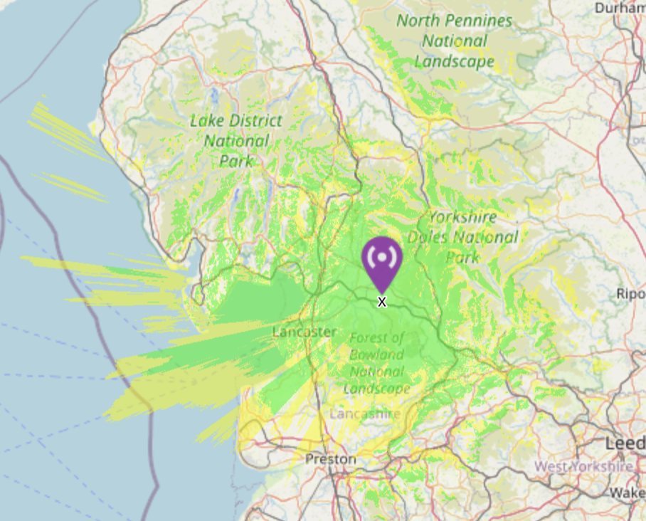 Coverage map for GB7IB